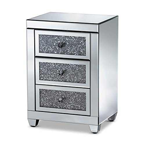 Baxton Studio Bronze Finished And Luxe Mirrored 3-Drawer Nightstand